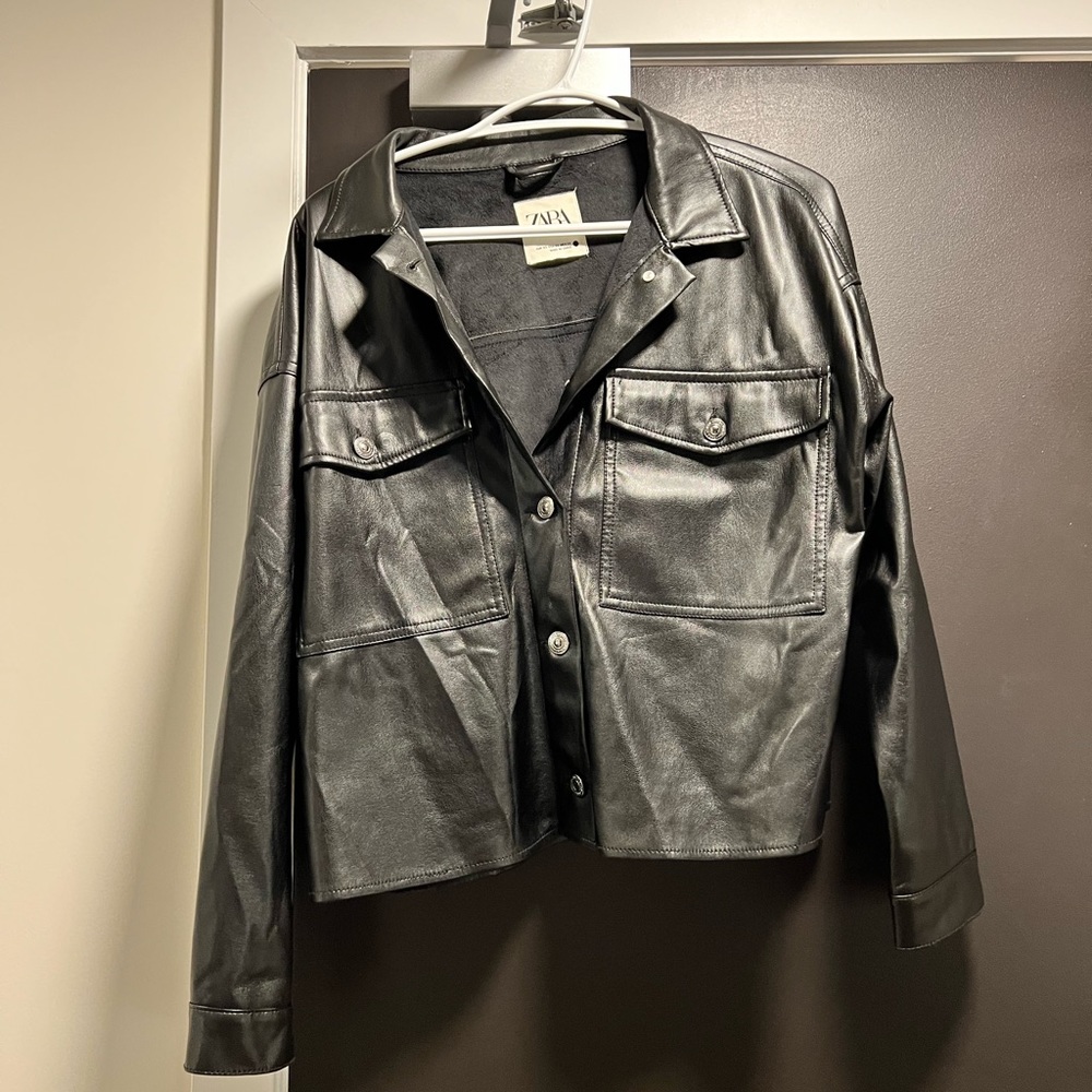 Leather button up shirt